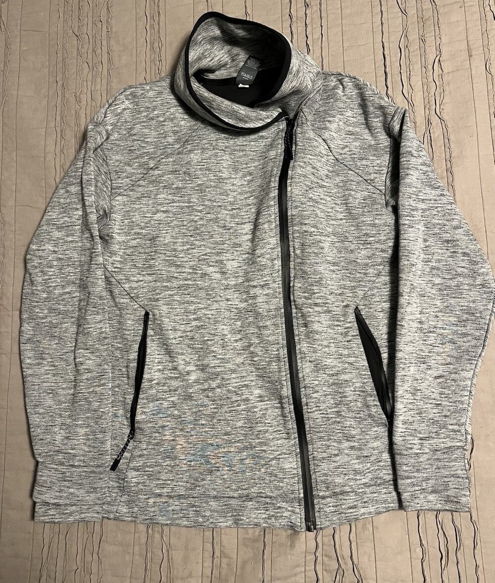 Champion Jacket Women's Large Gray Full Zip Casual Stretch Sweatshirt Offset Zip